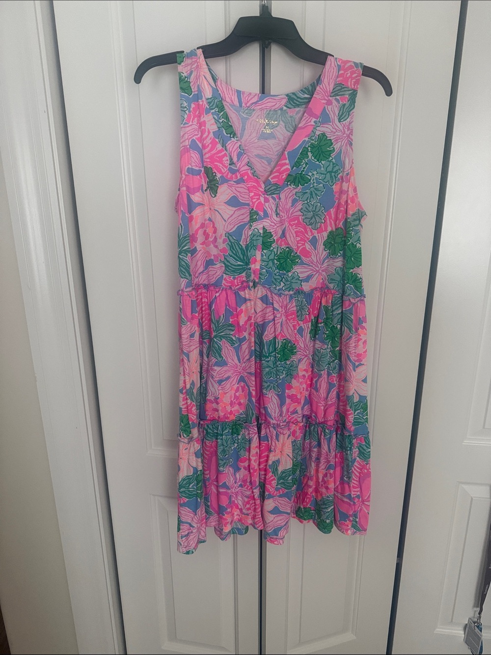 Lilly Pulitzer Pink, Green & Blue Floral Lorins Swing Dress Resort M